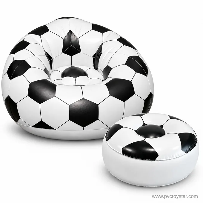 Black and white: Matching soccer chair and ottoman on white