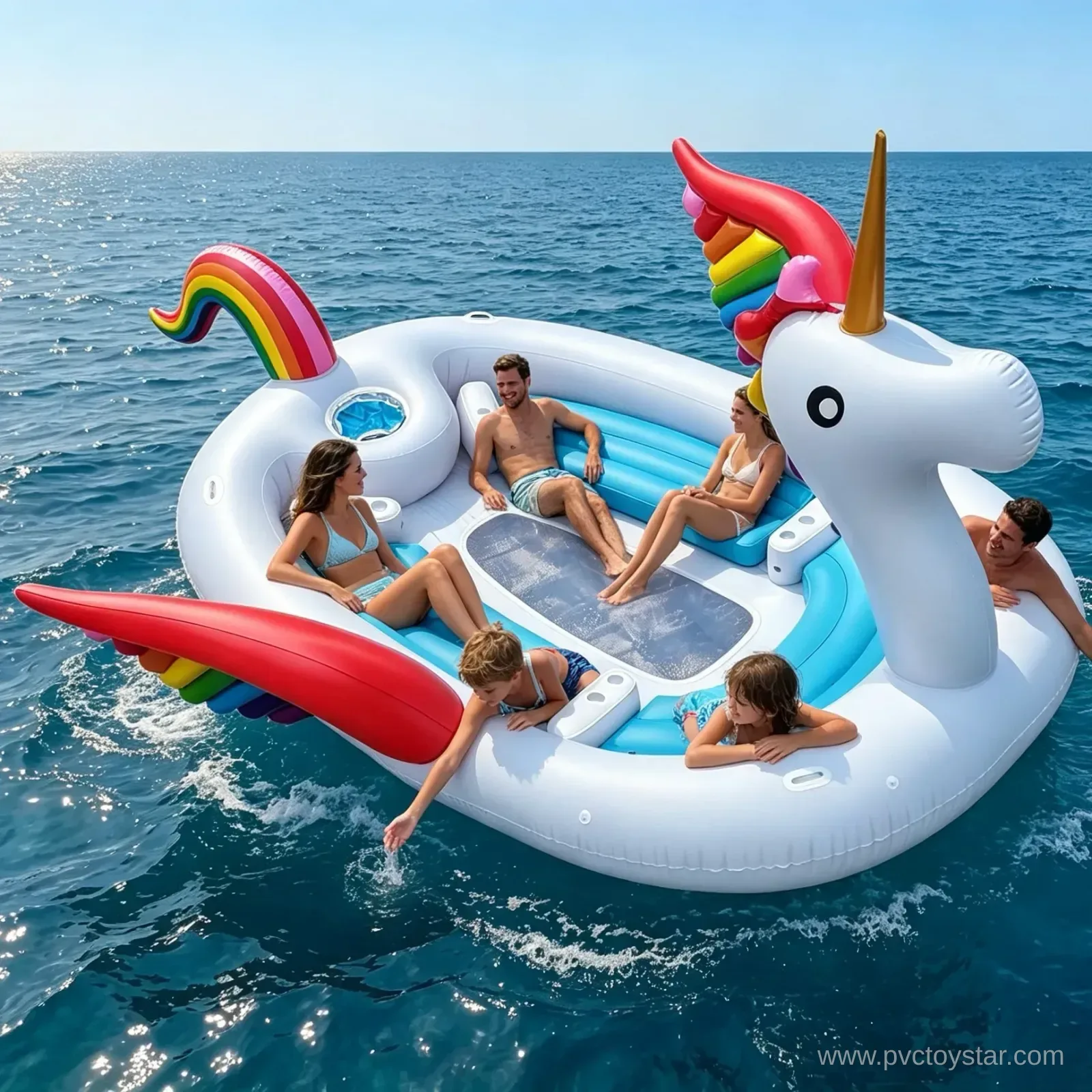 Creative scene with a giant unicorn floating island